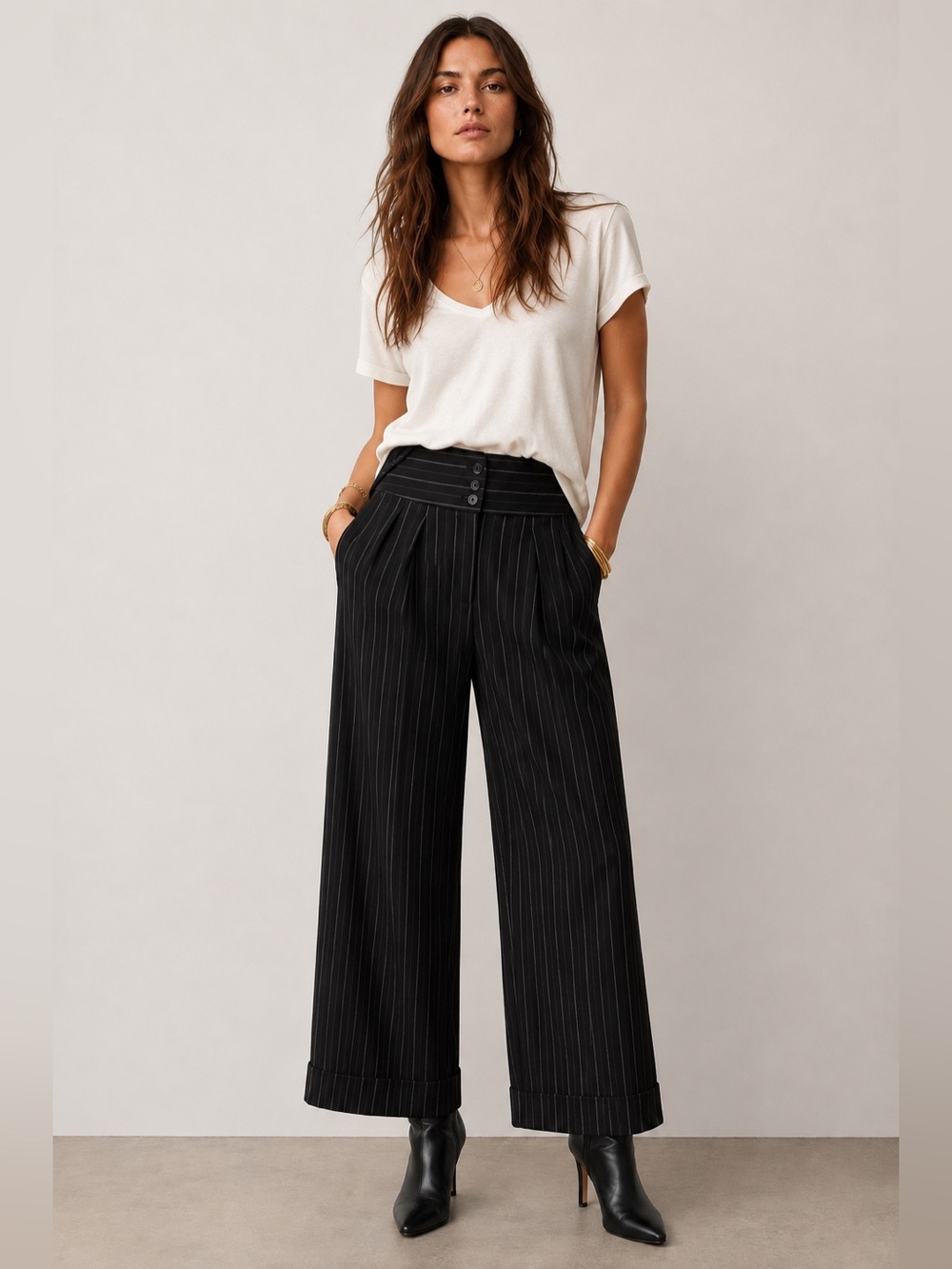 BNWT Lauren ralph Lauren pinstripe trousers.  High rise cuffed hem